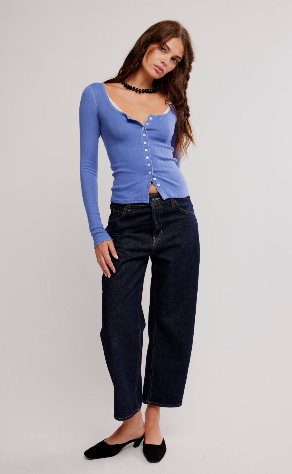 Free People - End Game Pointelle Long Sleeve - PERI