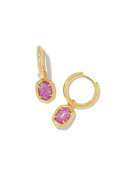 Kendra Scott -Daphne Framed Huggie Earring - MAGENTA KYOCERA OPAL