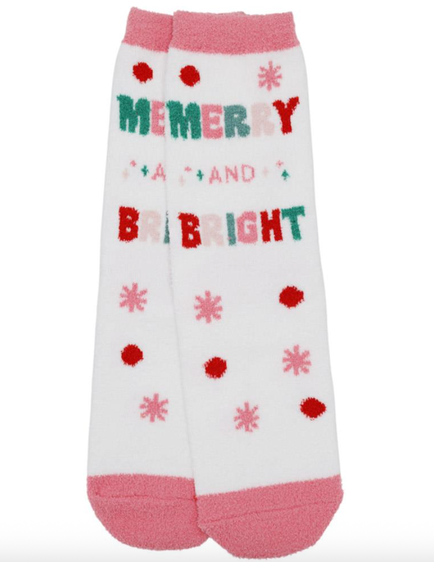 Holiday Cheer Fuzzy Christmas Socks - MERRY & BRIGHT