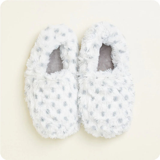 WARMIES - Snowy Dot Microwavable Slippers - Lavender Scented Heated Foot Warmers