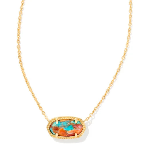 Kendra Scott - Elisa Gold Pendant Necklace - Bronze Veined Turquoise Magnesite Red Oyster