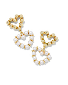 Kendra Scott - Ashton Gold Heart Drop Earrings in White Pearl
