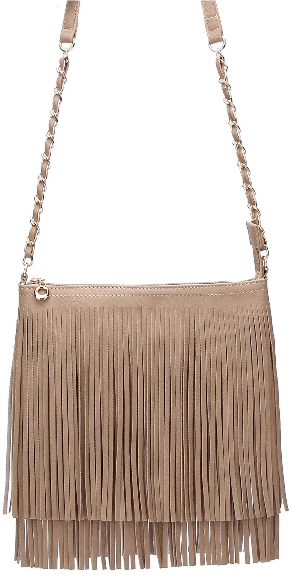 Sassy Sway Fringe Crossbody - LATTE