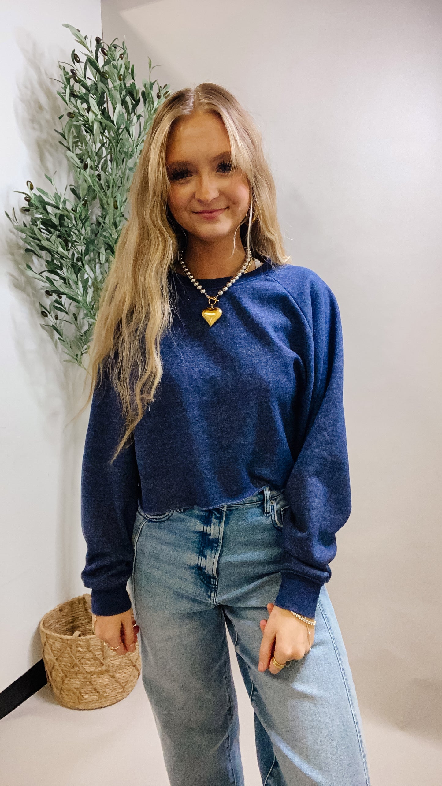 Midnight Comfort Cropped Sweatshirt - NAVY