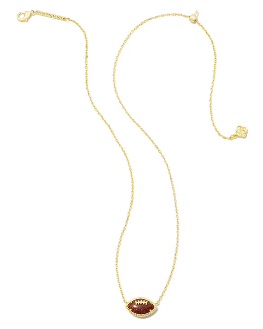 Kendra Scott - Football Gold Short Pendant Necklace in Orange Goldstone