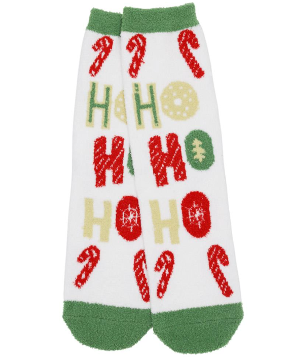 Holiday Cheer Fuzzy Christmas Socks - HO HO HO