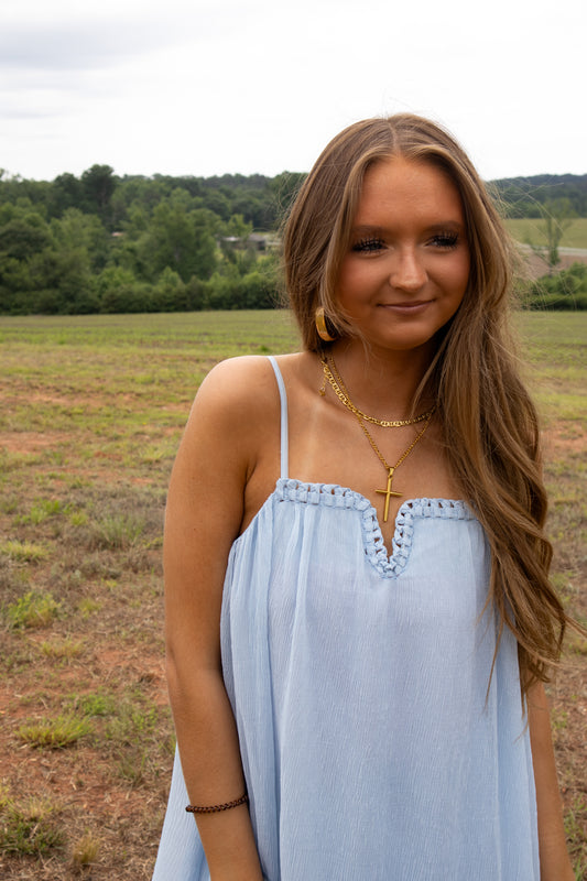 Chiffon Affaire Blue Midi Dress