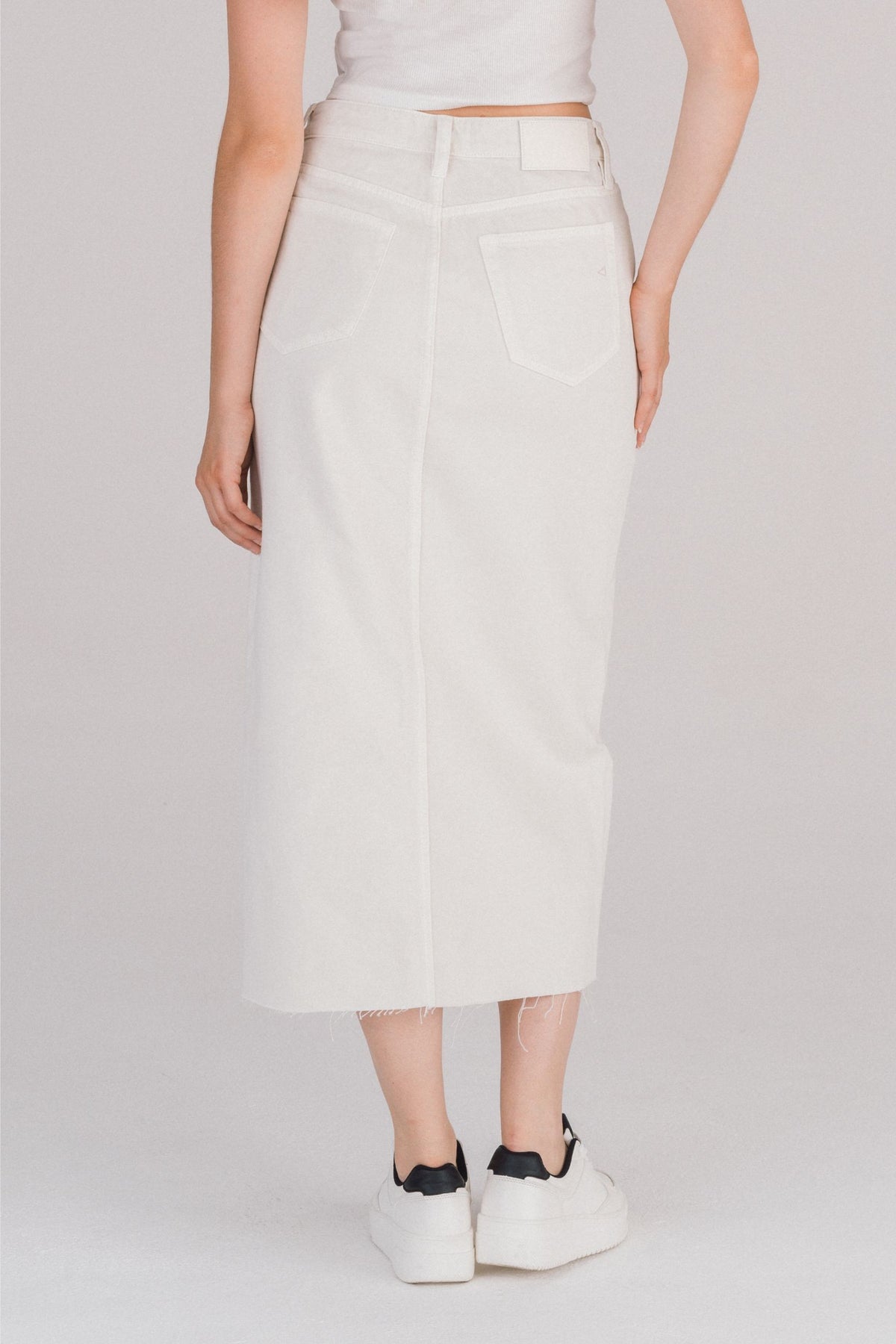 Hidden - Peyton Front Slit Midi Skirt - Sea Salt