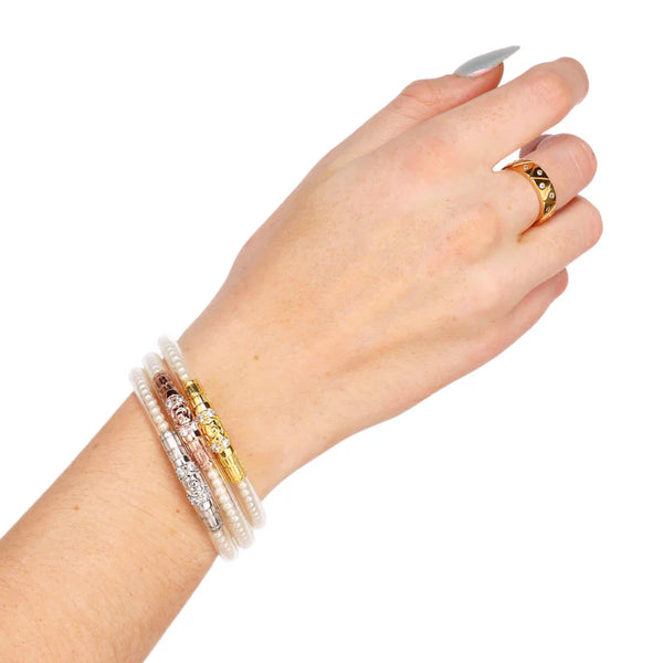 BuDhaGirl -Three Queens - All Weather Bangles® (AWB®) - WHITE PEARL