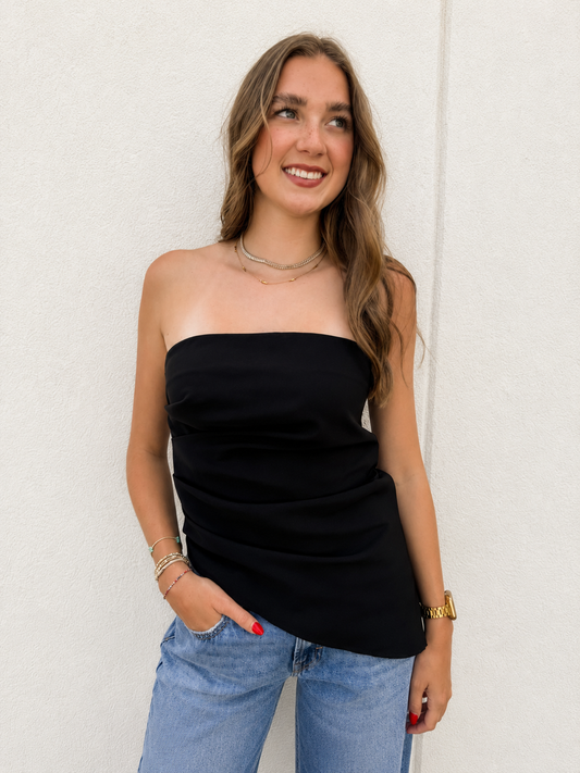 Midnight Muse Asymmetrical Strapless Top