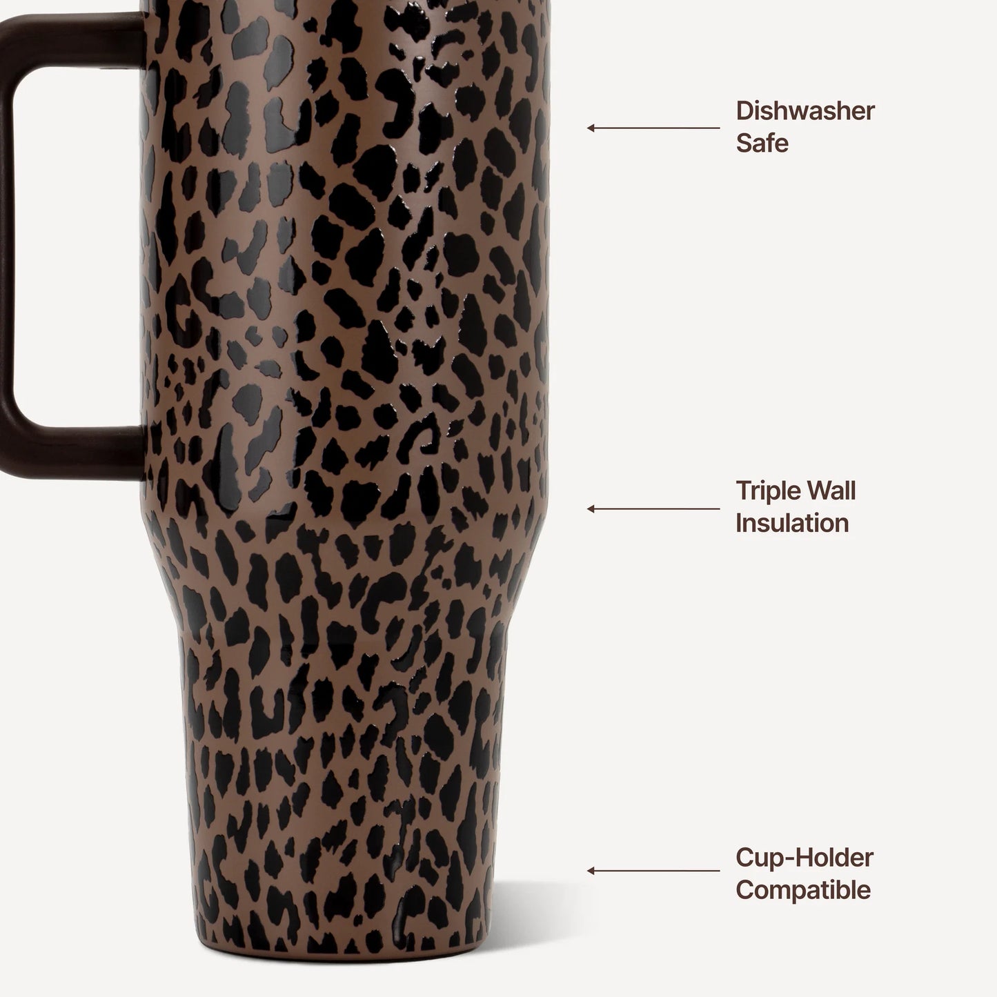 HydroJug - Brown Leopard - Traveler 40oz. Leakproof Insulated Tumbler with Handle
