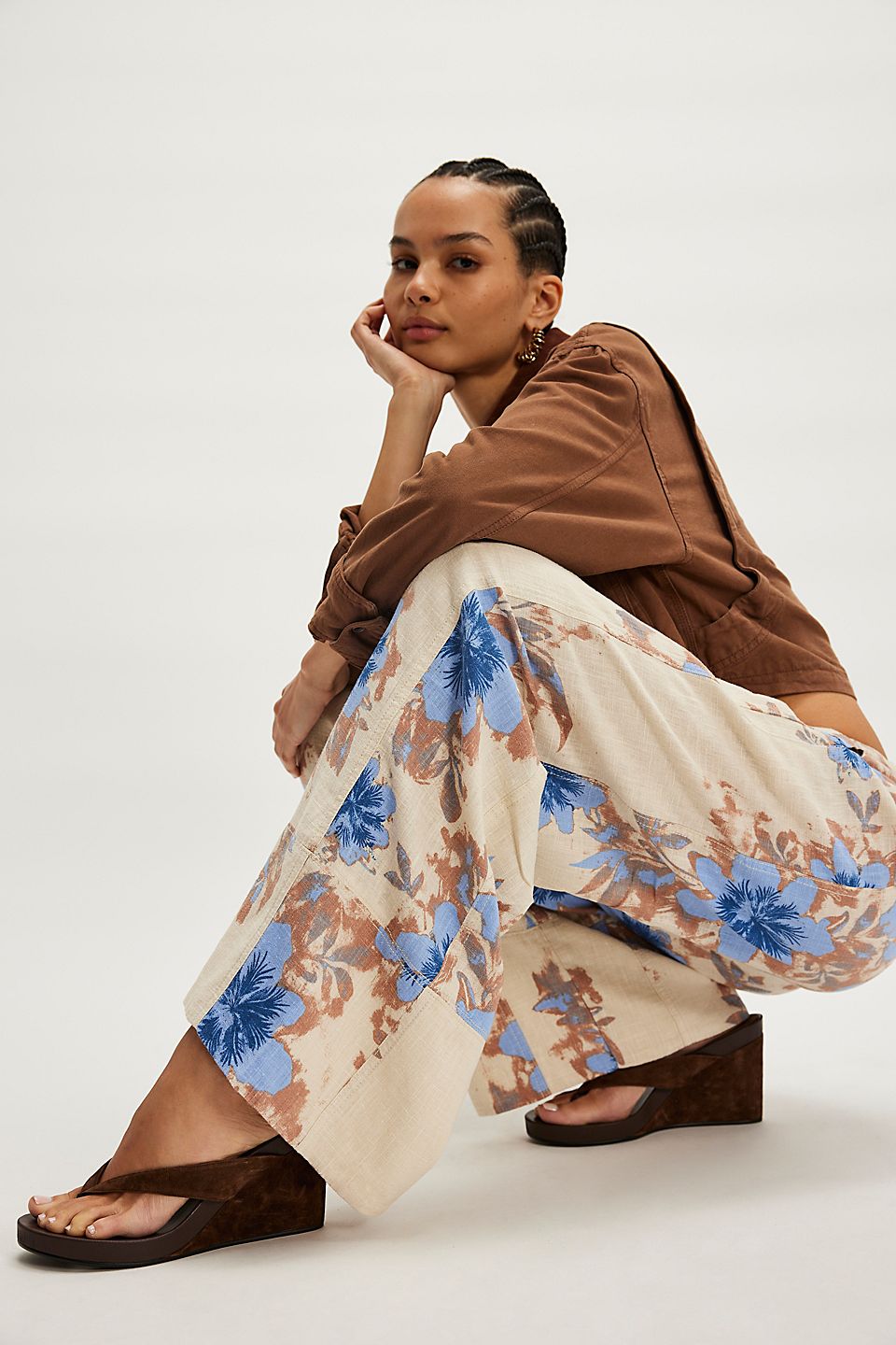 Free People - Day's End Linen Printed Pull-On Pants - IVORY COMBO-FLORAL