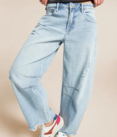 Hidden - SAMMIE - Light Wash 25" Inseam Barrel Jean