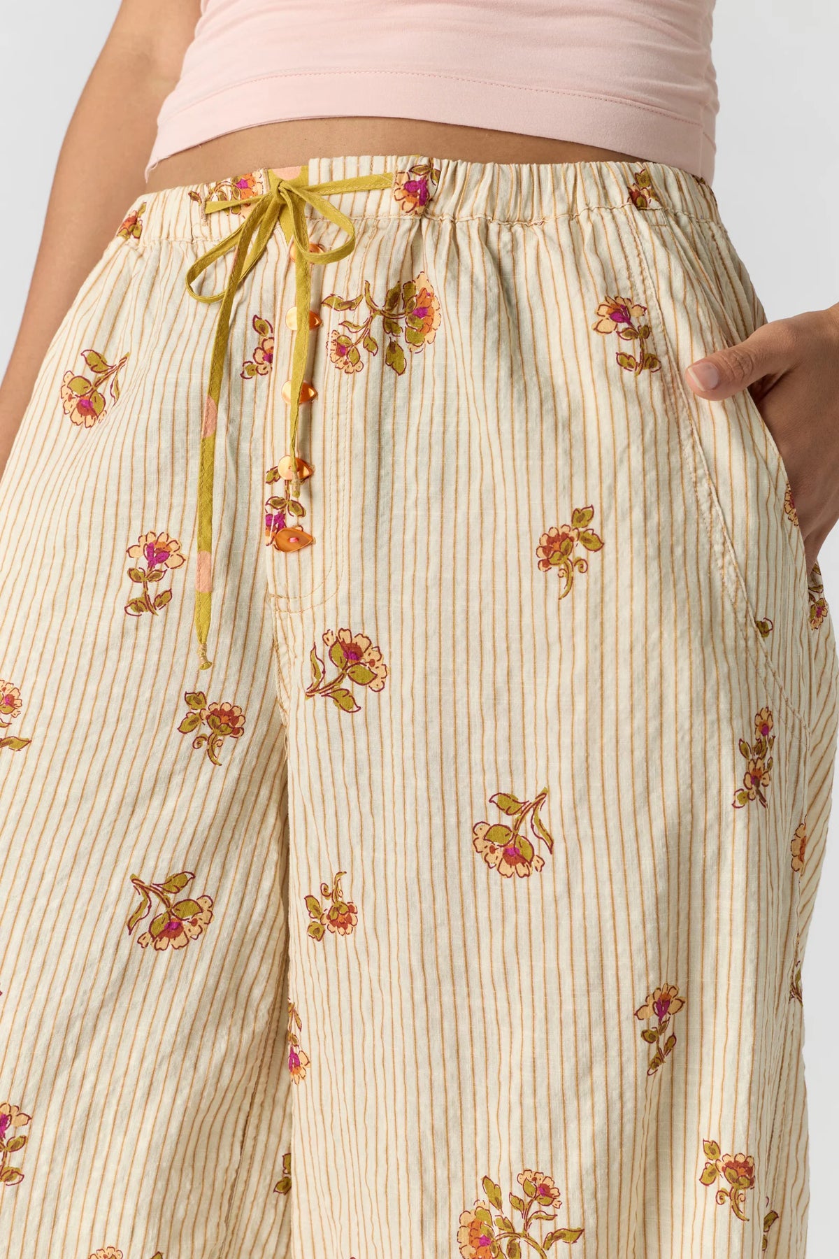 Free People - On Repeat Drawstring Pants - IVORY FLORAL