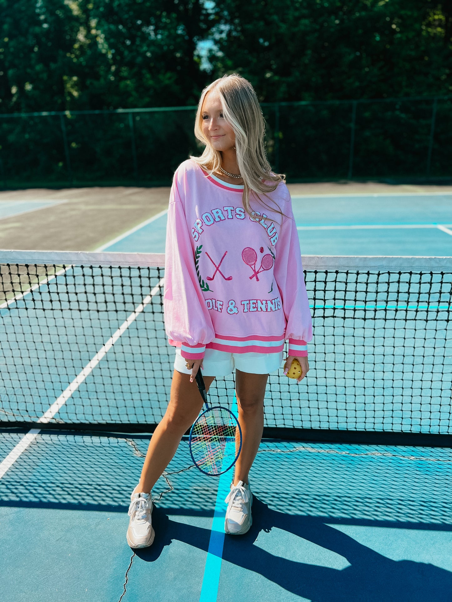 "Sports Club" Sequin Patch Sweatshirt