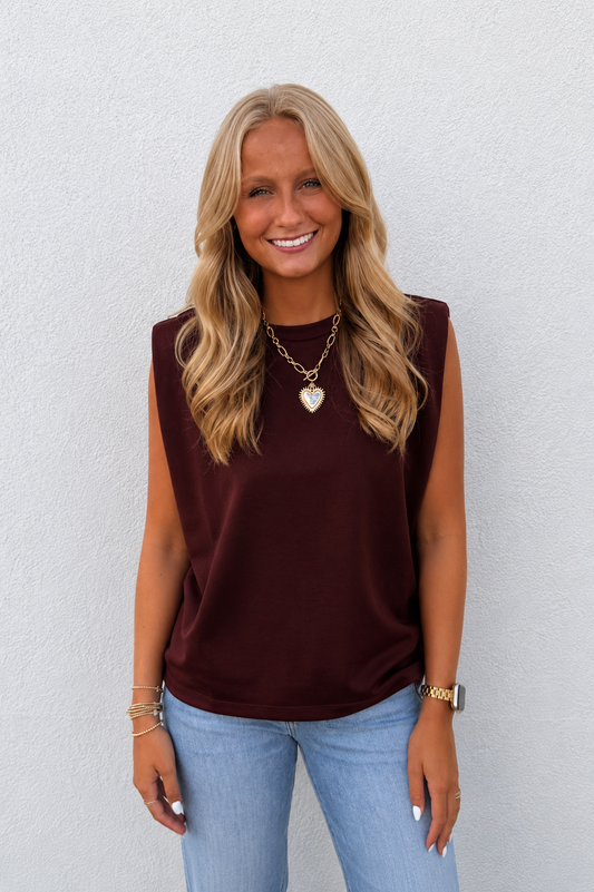 Espresso Hour Structured Shoulder Muscle Tank