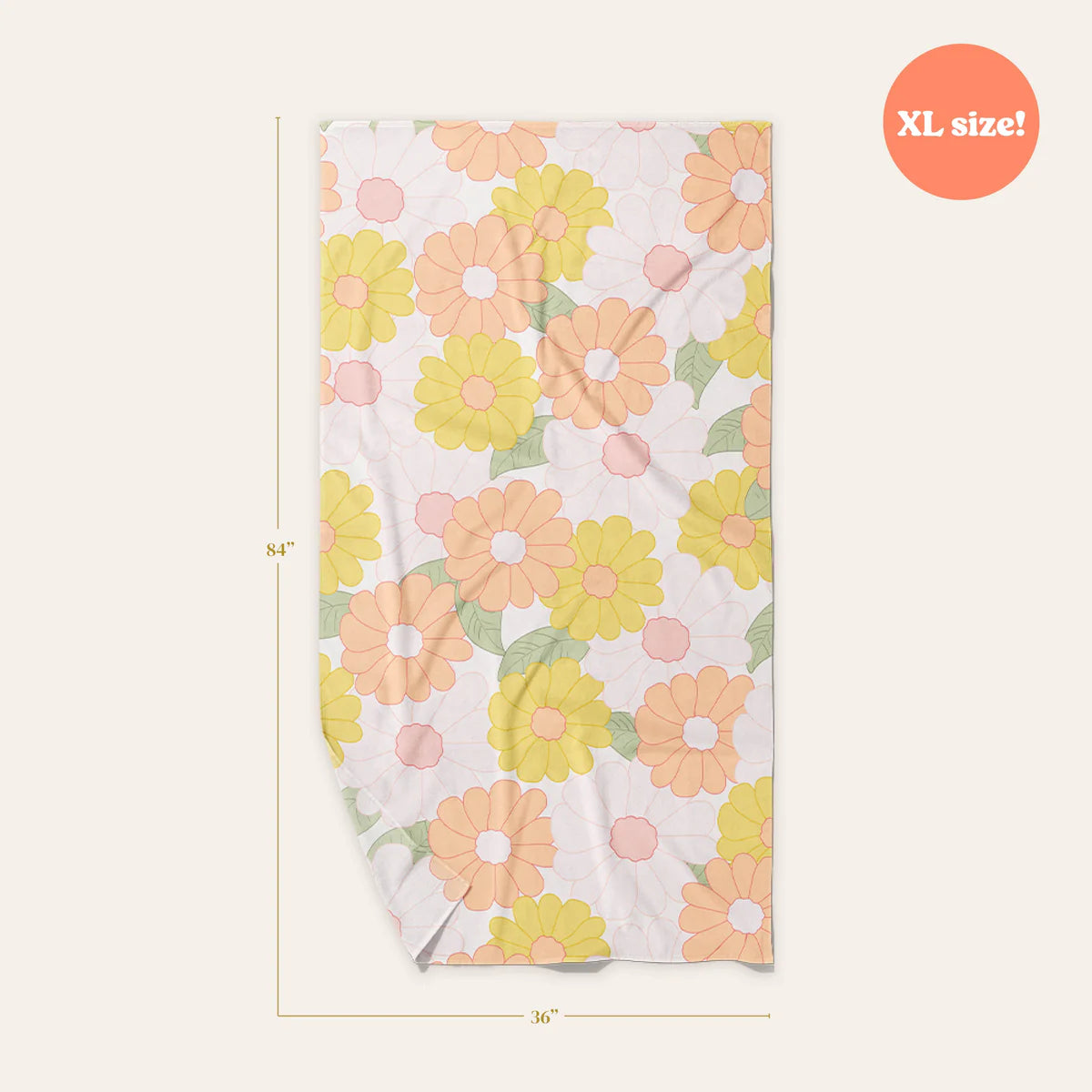 XL Quick-Dry Beach Towel - Daisy Craze Peach