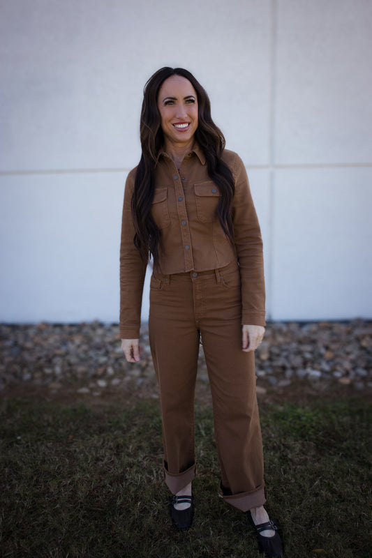 Hidden - Logan Tawny Stretch High Rise Relaxed Dad Jean