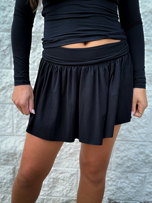Catch a Break Foldover Skort - BLACK