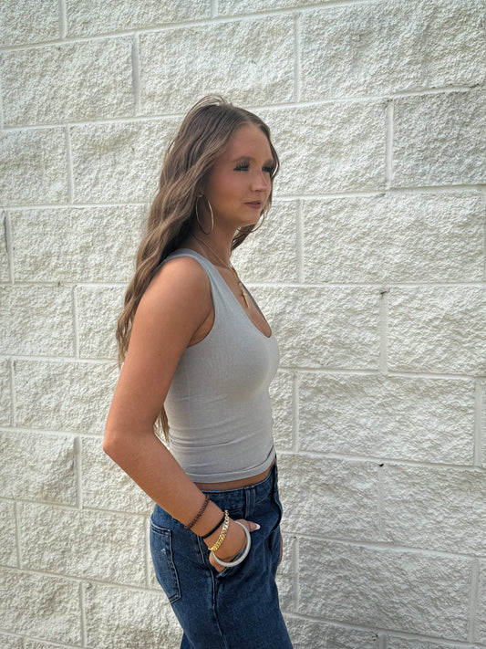 Free People - Clean Lines Muscle Cami - HEATHER GREY