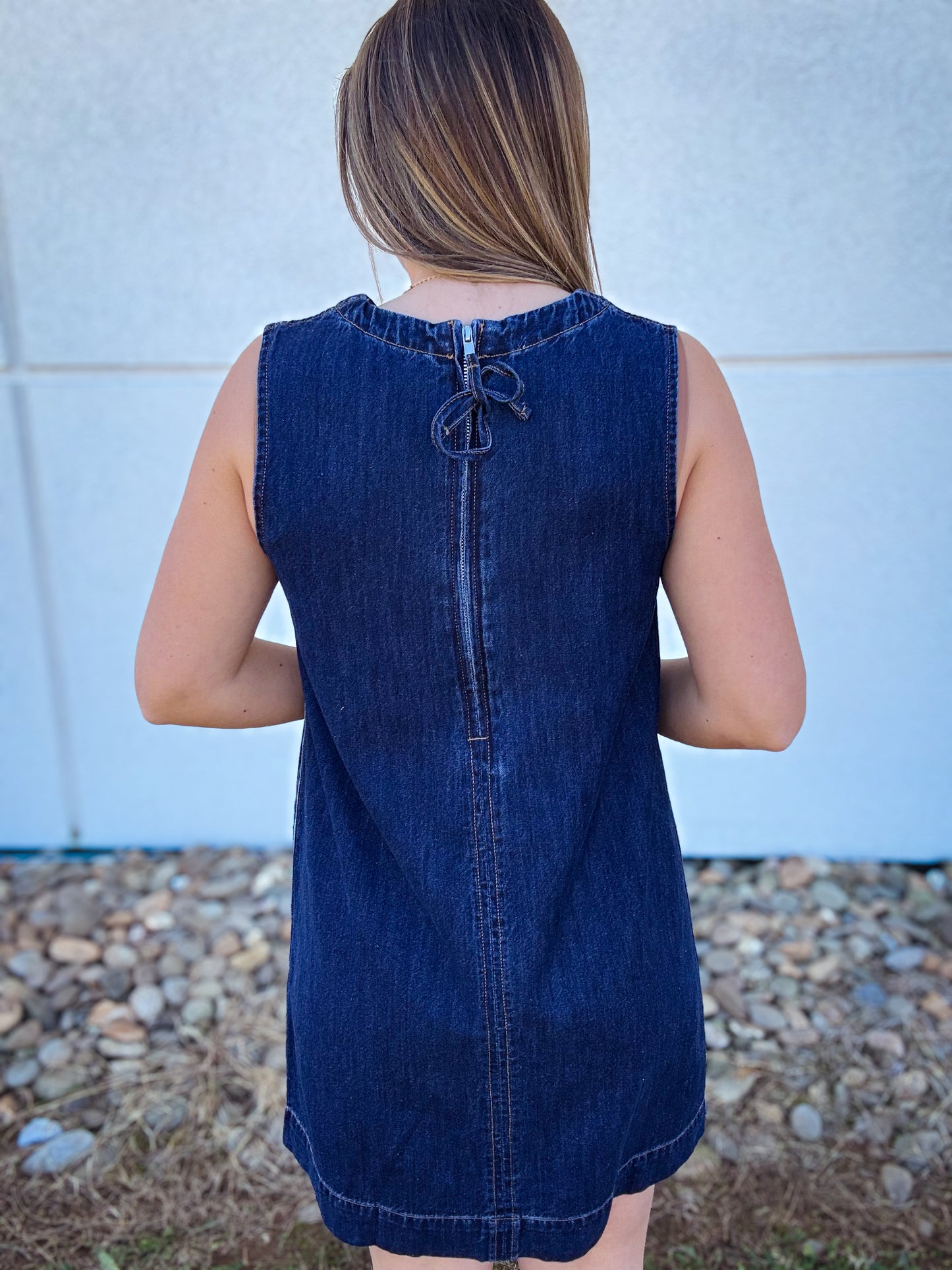 Monroe Sleeveless Denim Shift Dress
