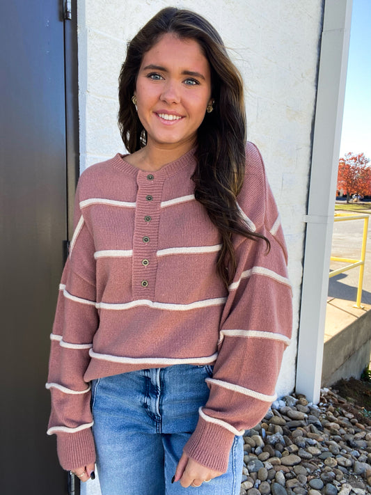 In My Lane Blush and Ivory Sweater