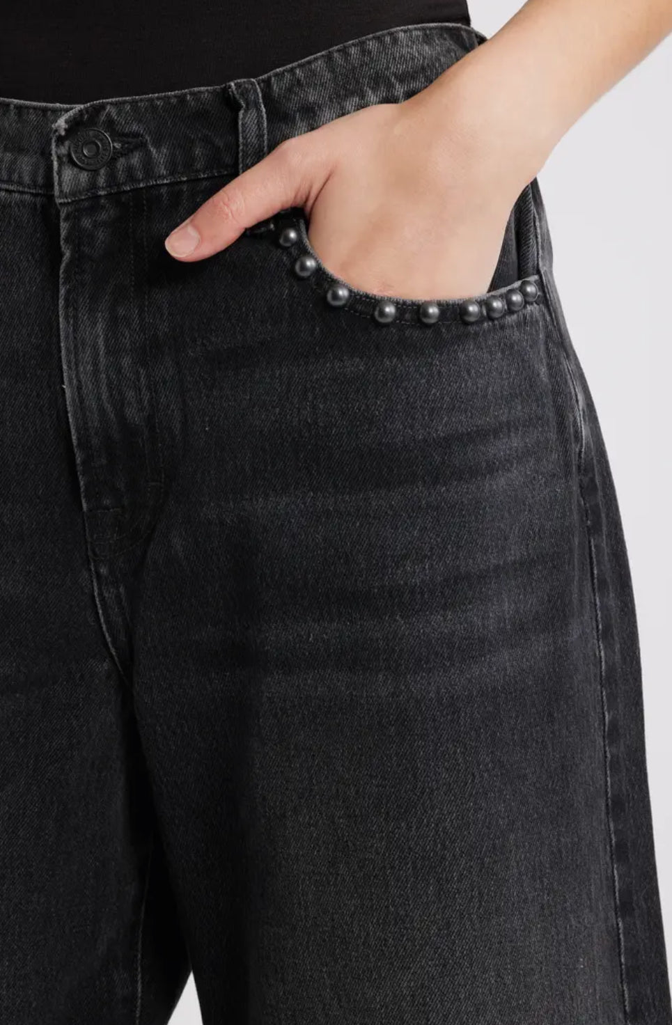 Hidden - Alyx Black Oversized Low Slung Studded Baggy Jeans