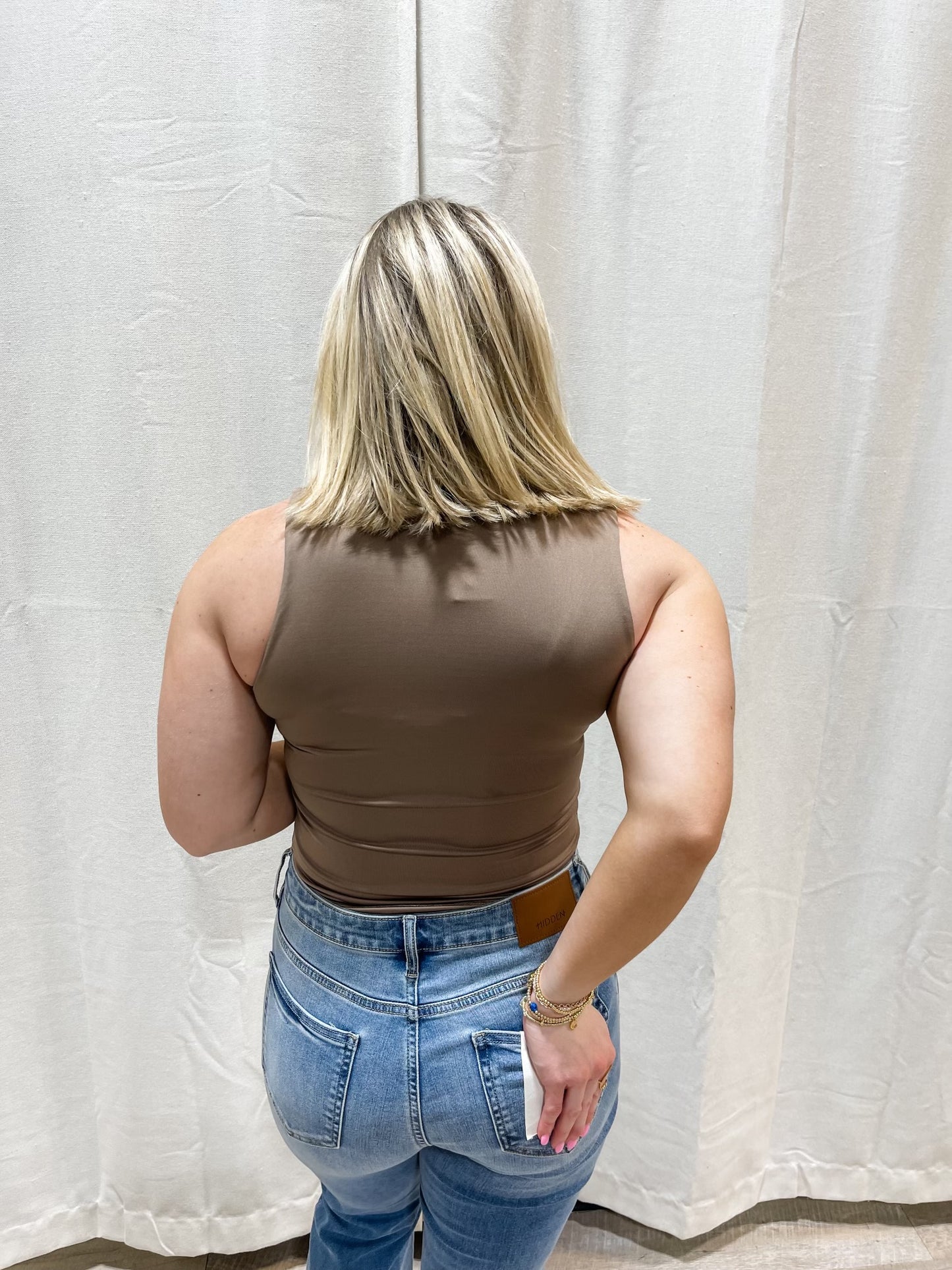 Hold Me Tight Double Layer Tank Top - LIGHT BROWN