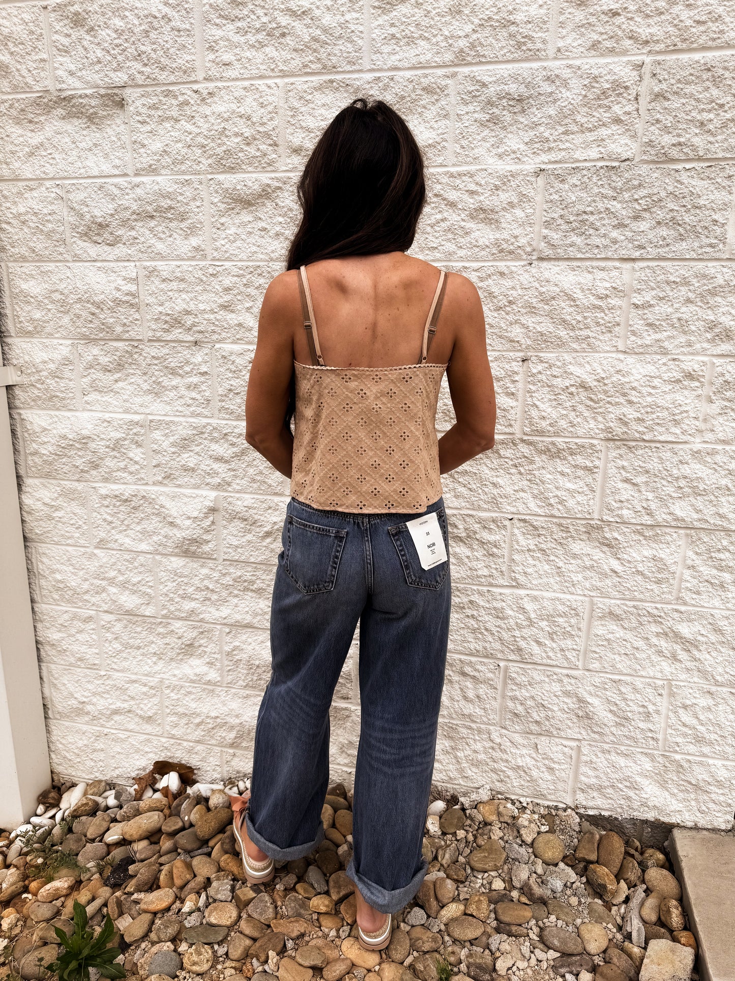 Hidden -NORI - Distressed 33" Inseam Wide Leg Jean - Medium Dark