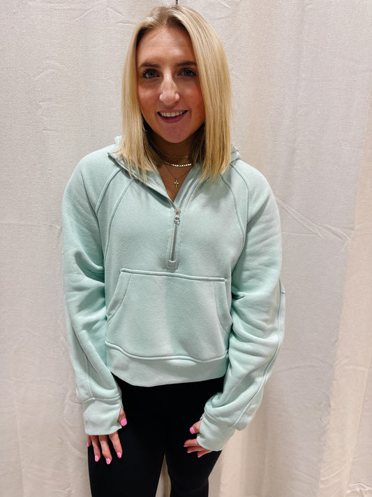 Essential Half-Zip Hoodie - DELICATE MINT