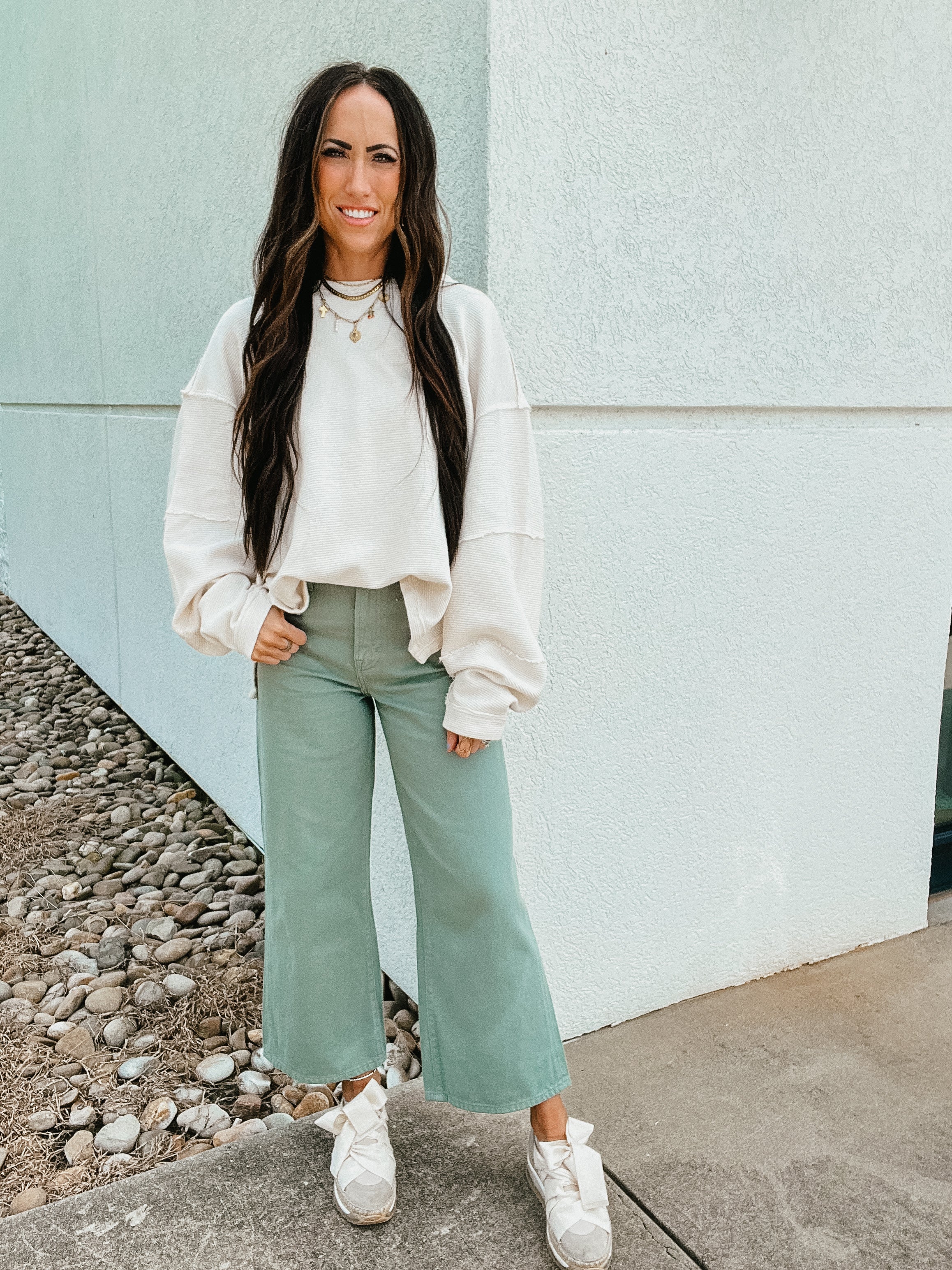 Nori Wide Leg Jeans - Green