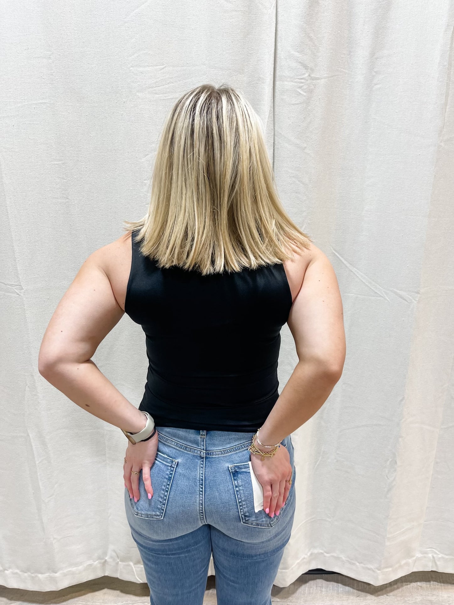 Hold Me Tight Double Layer Tank Top - BLACK