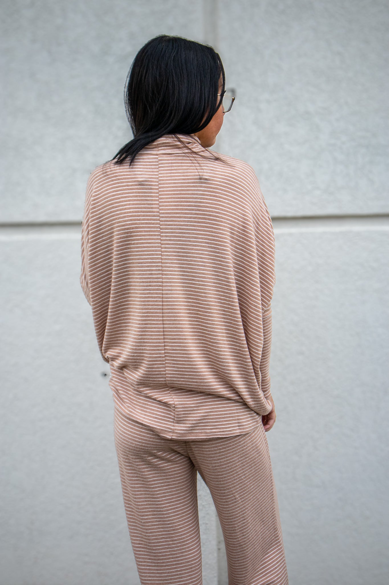 Brown Stripe Turtle Neck Top