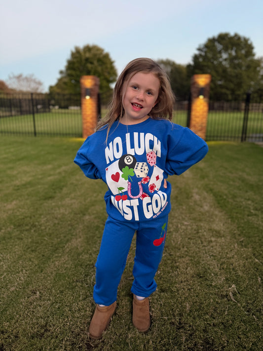 No Luck Just God Graphic Sweatshirt - KIDS