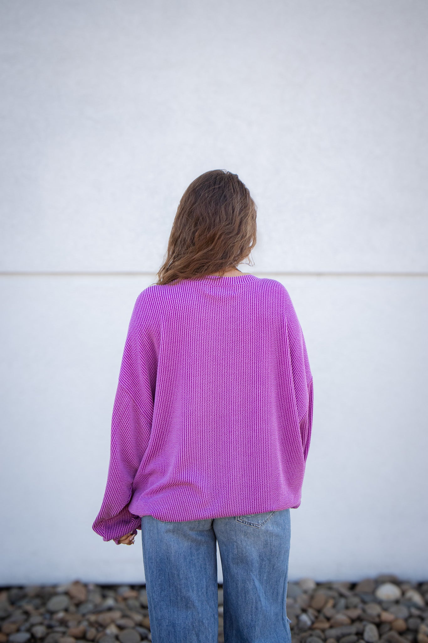 Yes Doll Ribbed Pullover - PURPLE