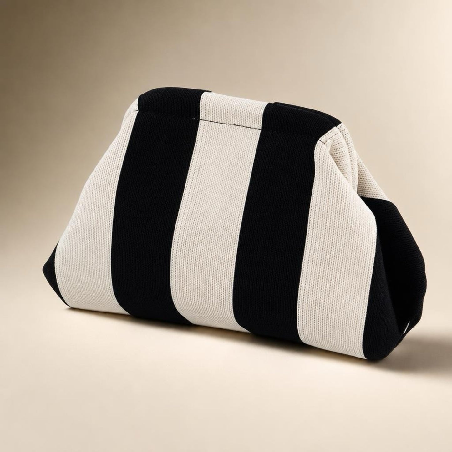 Coastal Cabana Striped Clutch Bag - BLACK/WHITE