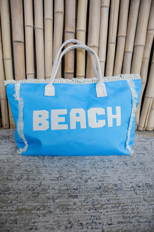 Sunkissed Fringe Beach Tote - COASTAL BLUE