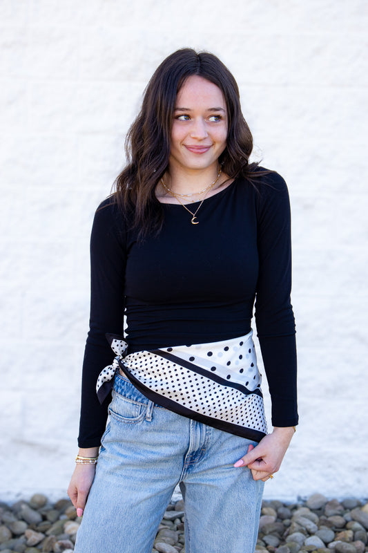 Black Boat Neck Long Sleeve Top
