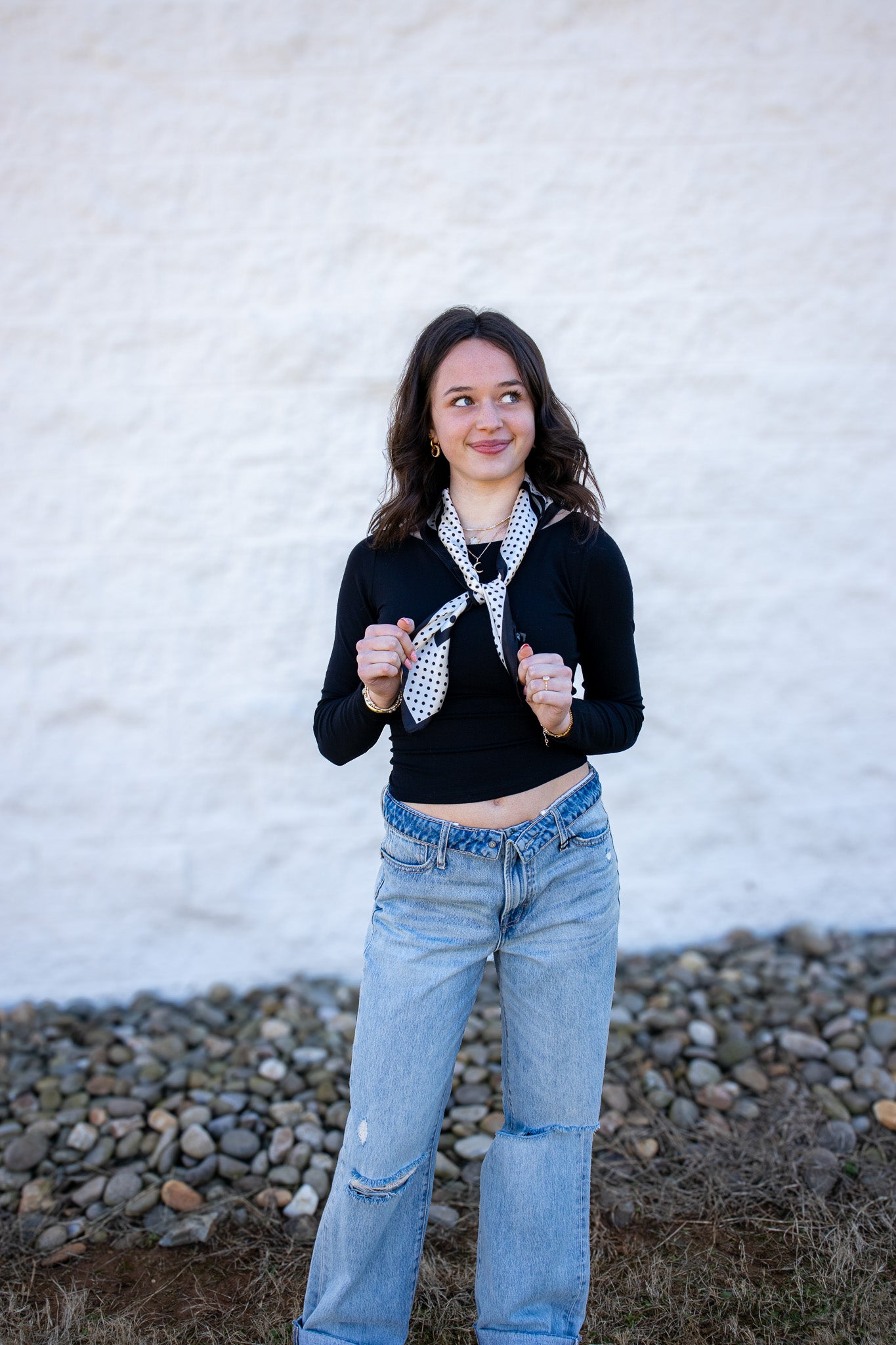 Black Boat Neck Long Sleeve Top