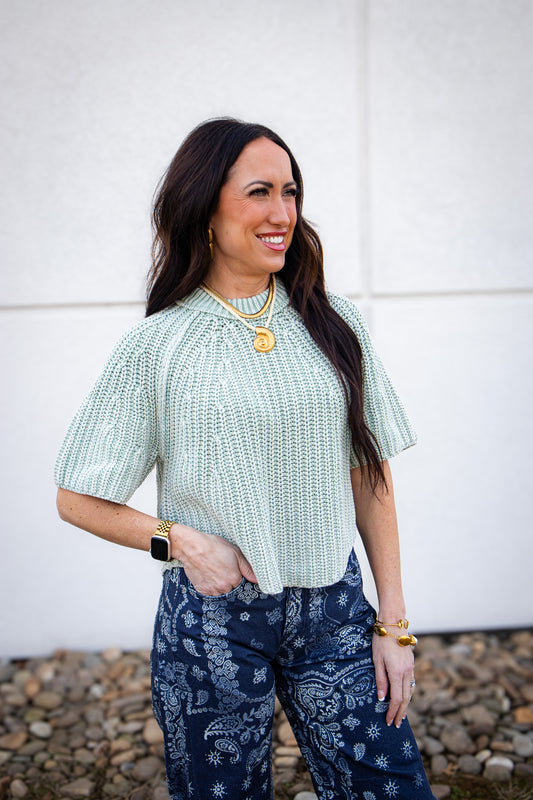 Free People - Amy Sweater Tee - CAMEO GREEN (SAGE)