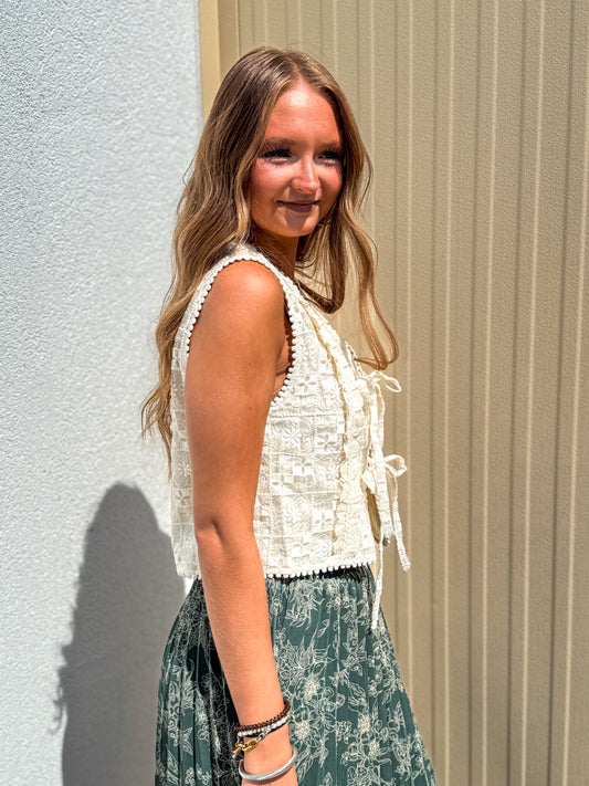 Lucky Lace Ivory Eyelet Vest
