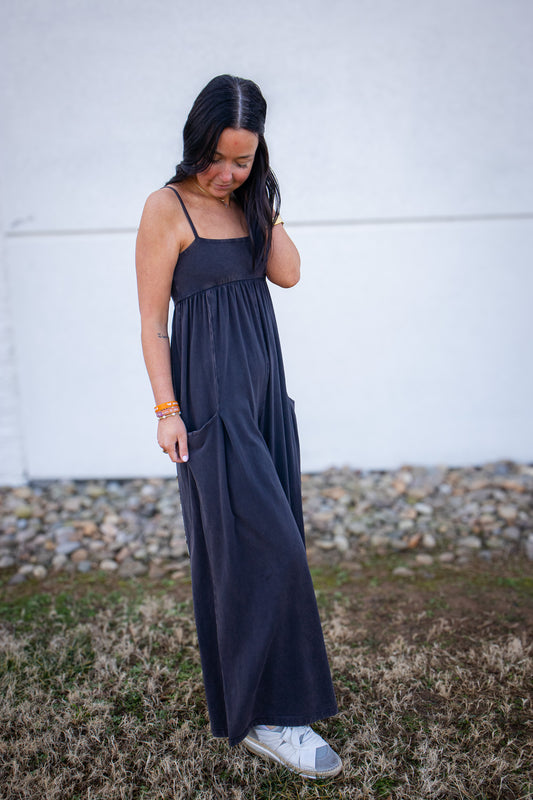 Free People - Hot Shot Strappy Onesie - BLACK