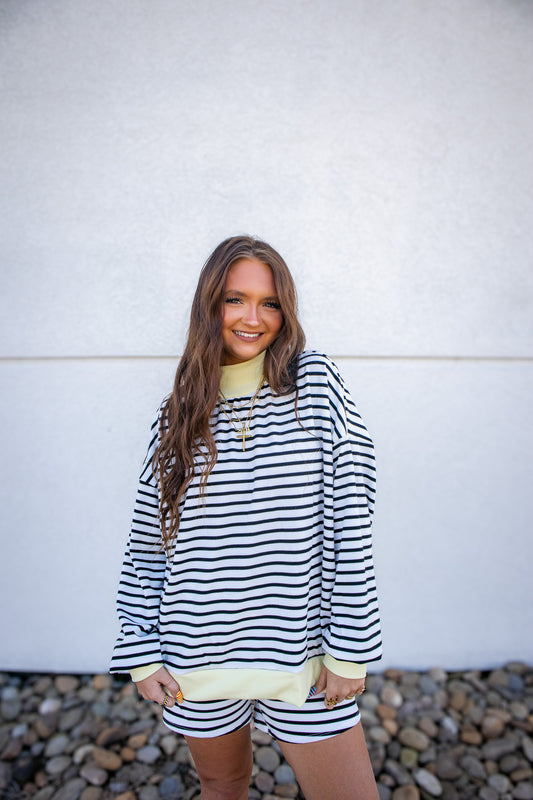 Banana Cream Stripe Short Set