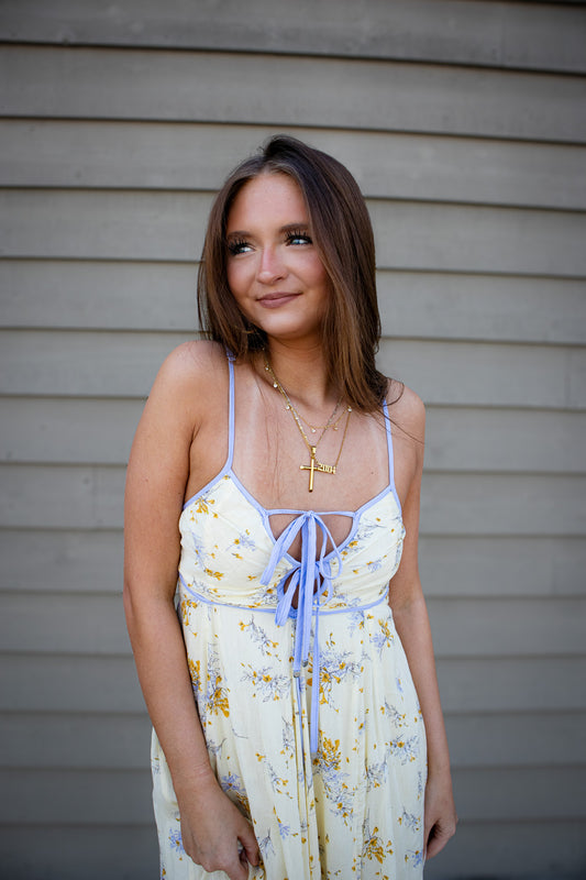 Butter Yellow Blossom Maxi Dress