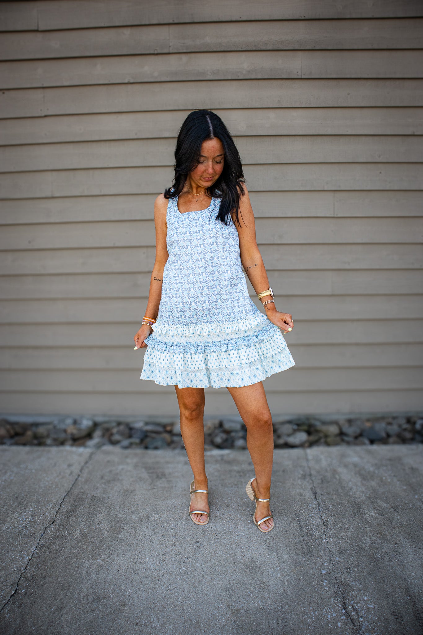 Ocean Mist Ruffle Mini Dress