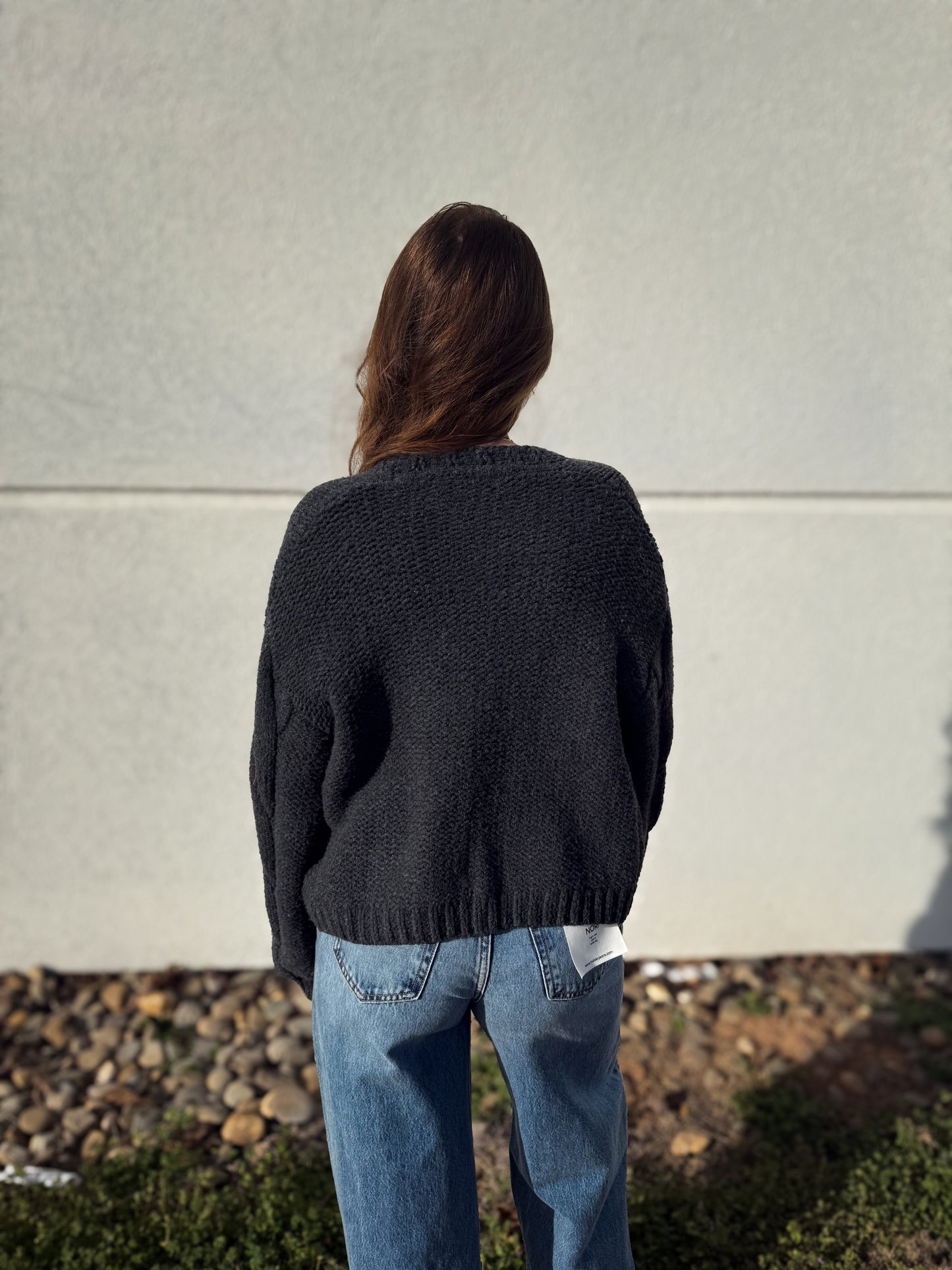 Cable Knit Charcoal Cardigan