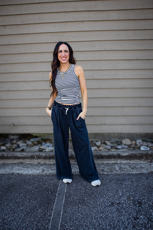 Go-To Striped Tank - BLACK