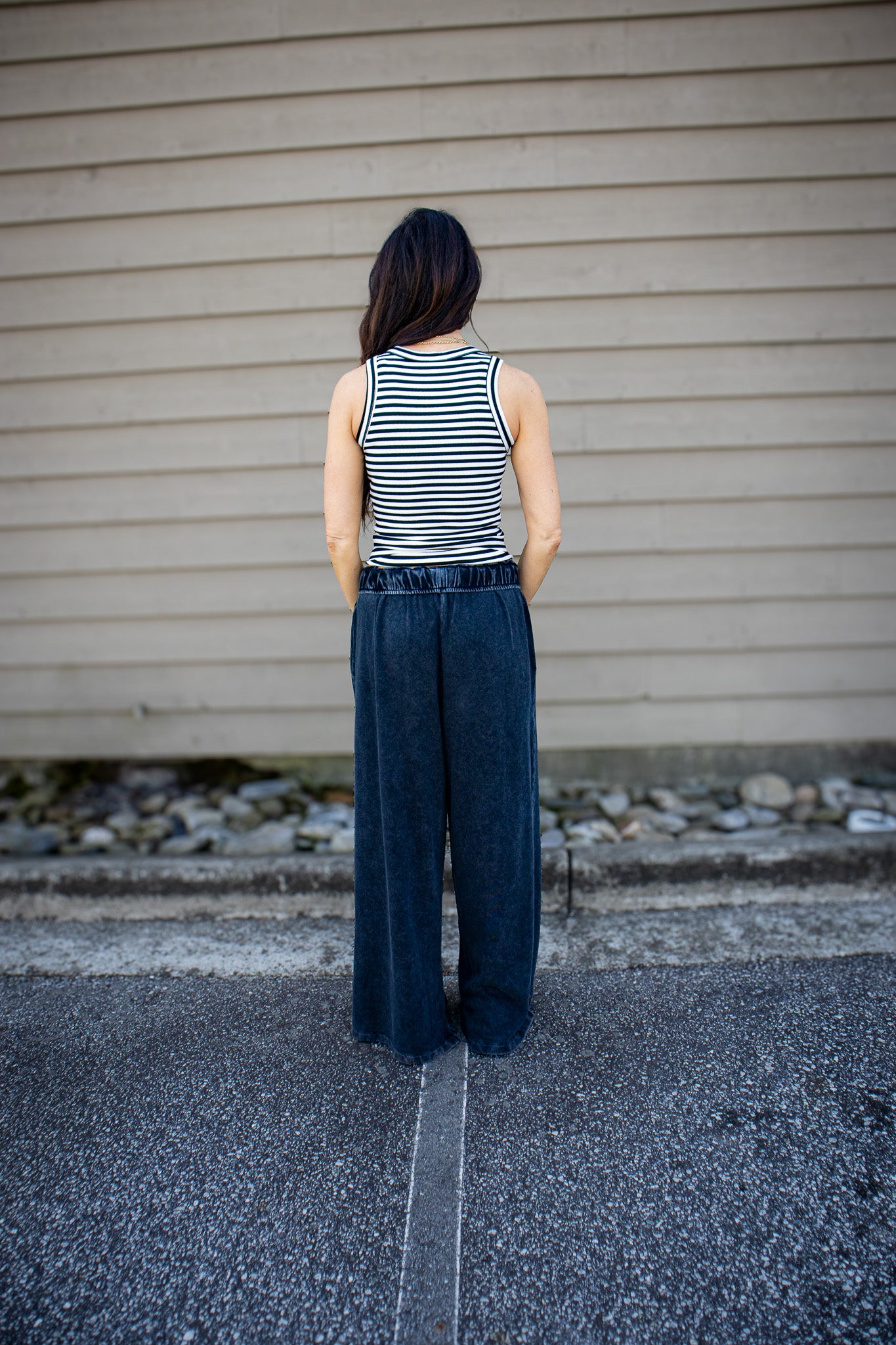 Go-To Striped Tank - BLACK