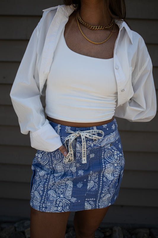 Free People - River Canyon Printed Mini Skirt - MIDNIGHT COMBO