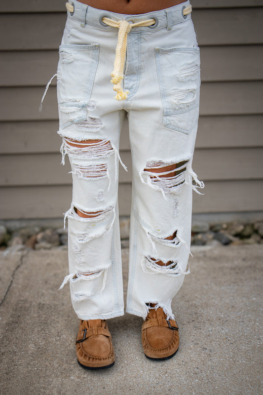 Free People - Moxie Pull-On Barrel Jeans - SEA MIST